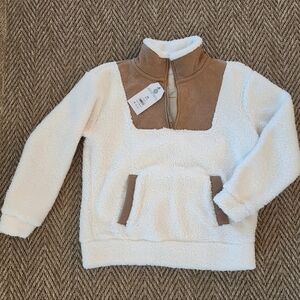 Cream and Tan Fleece Jacket
